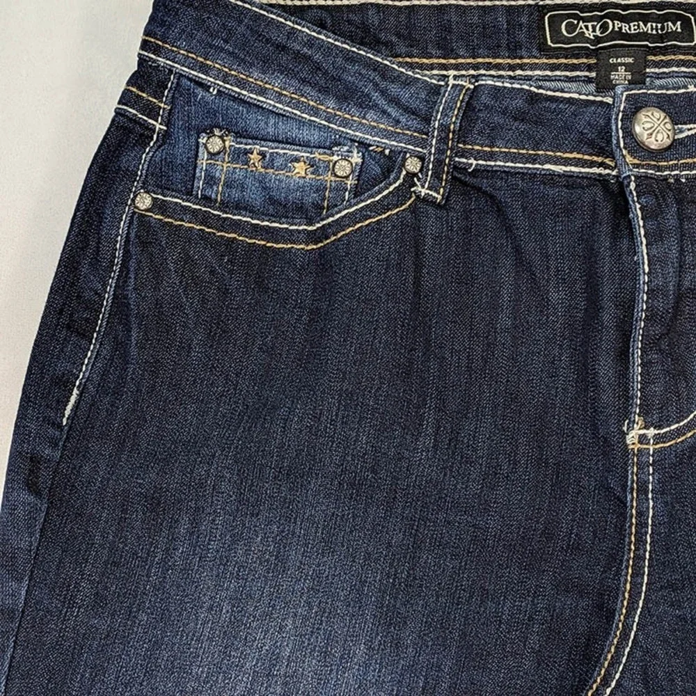 Cato Distressed Jeans Womens 12 Flare Y2K‎ Cowgirl McBling Horse Western Boho